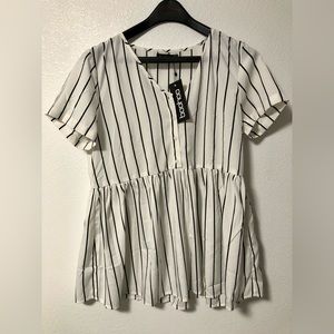 BooHoo Maternity Striped Peplum Top